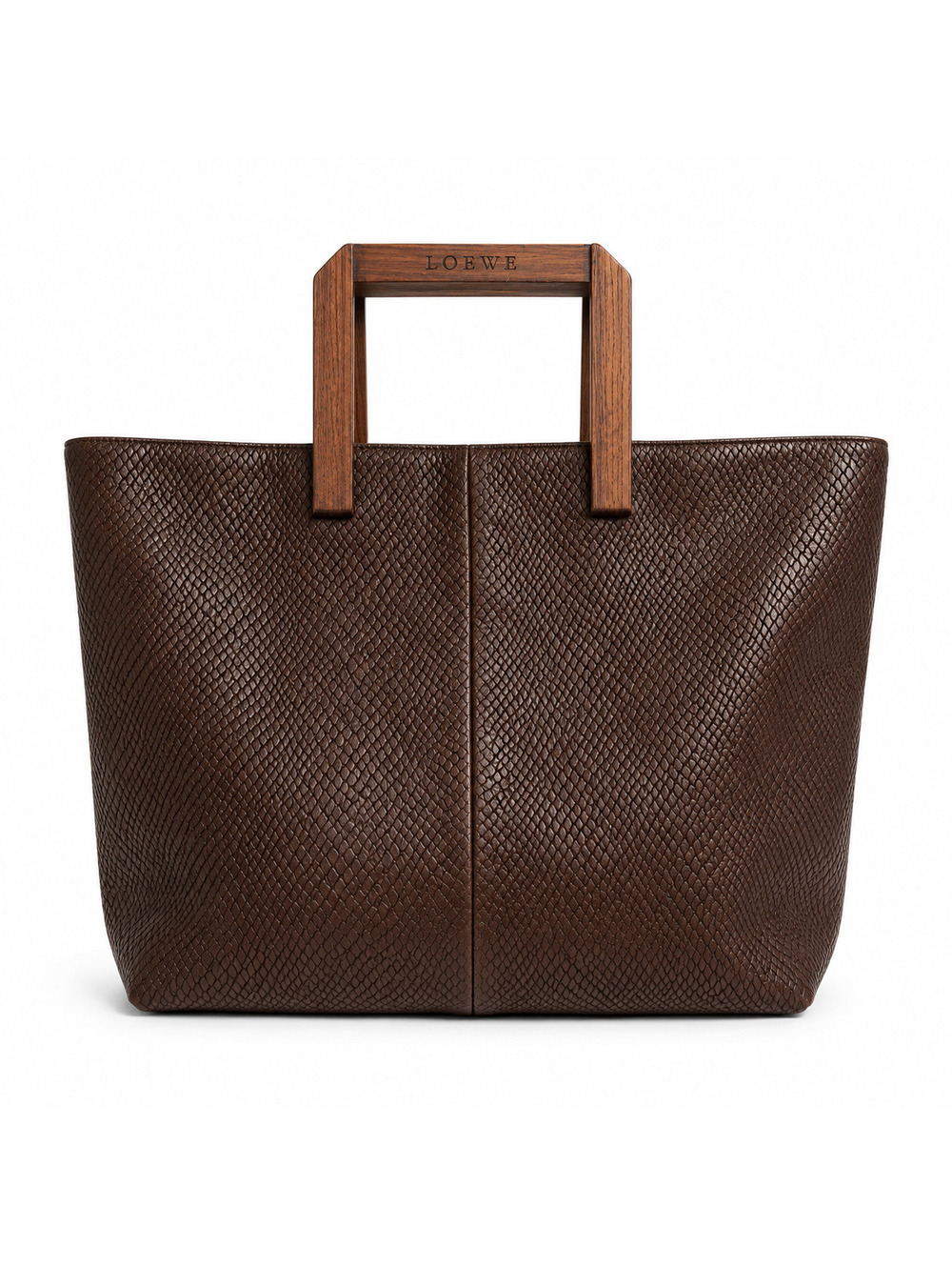 LOEWE Hand Bag Suede Brown with Wood handle